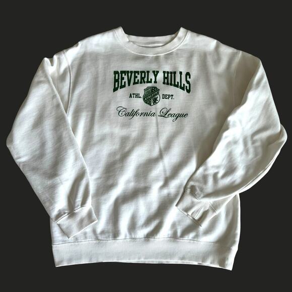 Golden Hour Women's Crewneck Beverly Hills Graphic Sweatshirt Cream Size Large - Picture 2 of 7